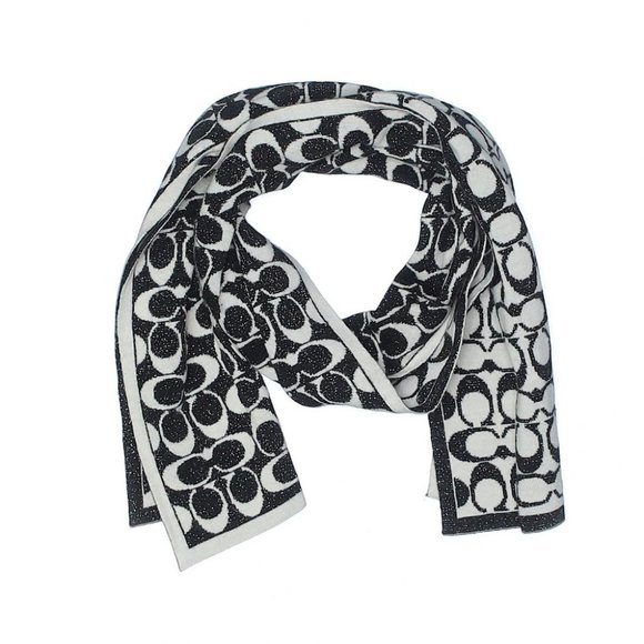Coach Black  Wool Tonal C Logo Knit Scarf Wrap - Picture 1 of 1